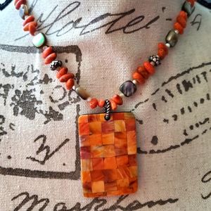 Silpada coral mosaic necklace